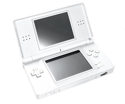 The NintendoDS lite in white color.